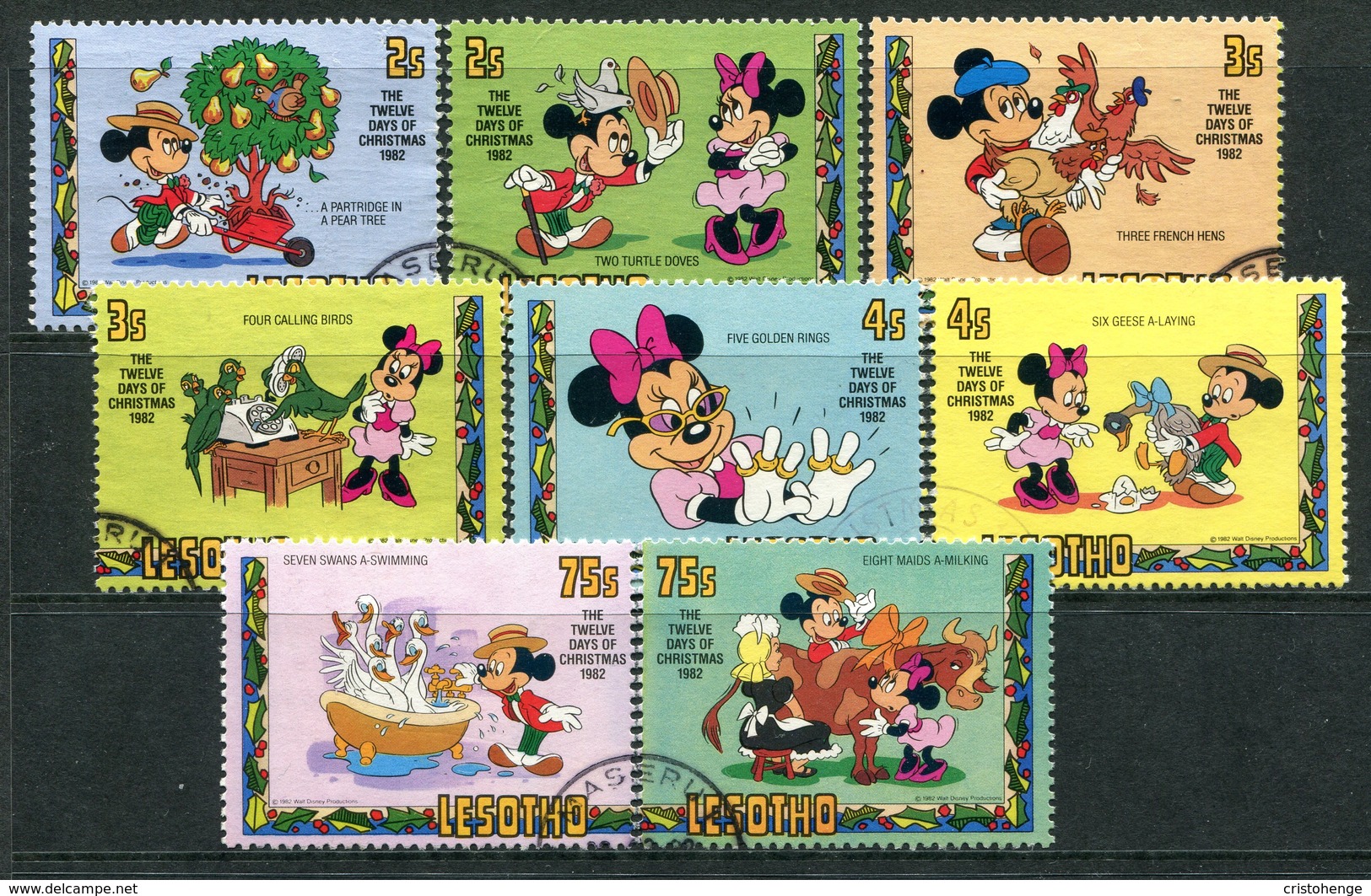 Lesotho 1982 Christmas - Walt Disney 'Twelve Days Of Christmas' Set Used (SG 523-530) - Lesotho (1966-...)