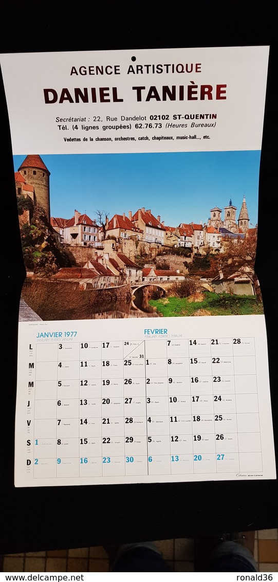 Grand CALENDRIER Publicitaire 1977 Agence Artistique DANIEL TANIERE 22 Rue Dandelot 02 St Quentin PHOTO Dordogne Lac De - Grand Format : 1971-80