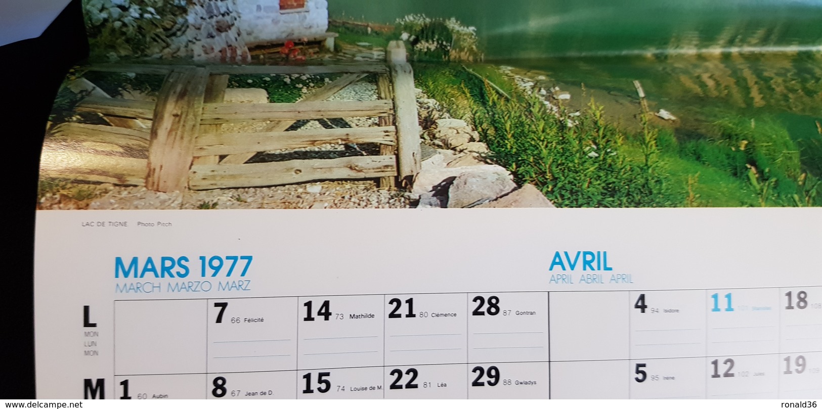 Grand CALENDRIER Publicitaire 1977 Agence Artistique DANIEL TANIERE 22 Rue Dandelot 02 St Quentin PHOTO Dordogne Lac De - Grand Format : 1971-80