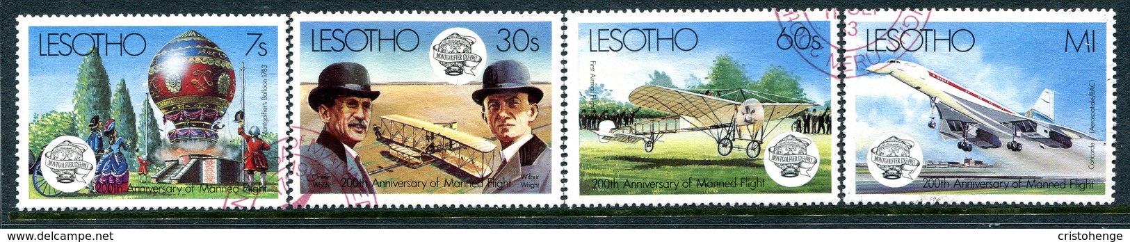 Lesotho 1983 Bicentenary Of Manned Flight Set Used (SG 545-548) - Lesotho (1966-...)