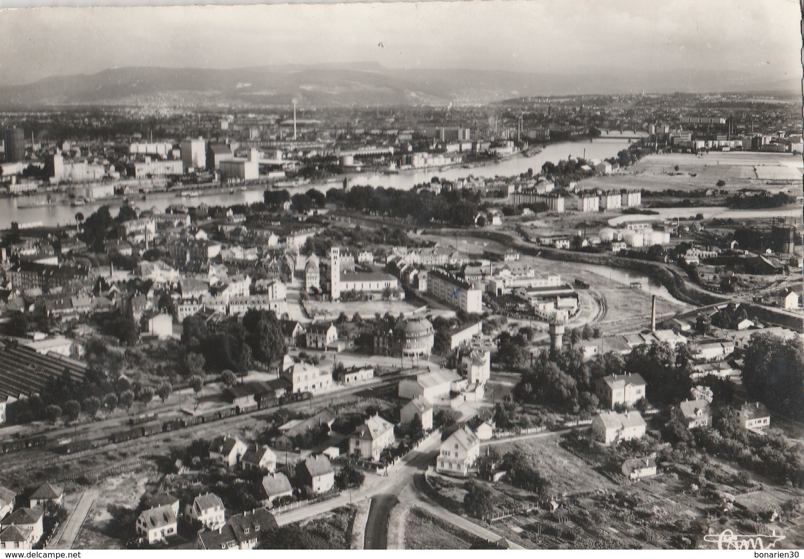 CPSM 68 HUNINGUE VUE GENERALE AERIENNE - Huningue