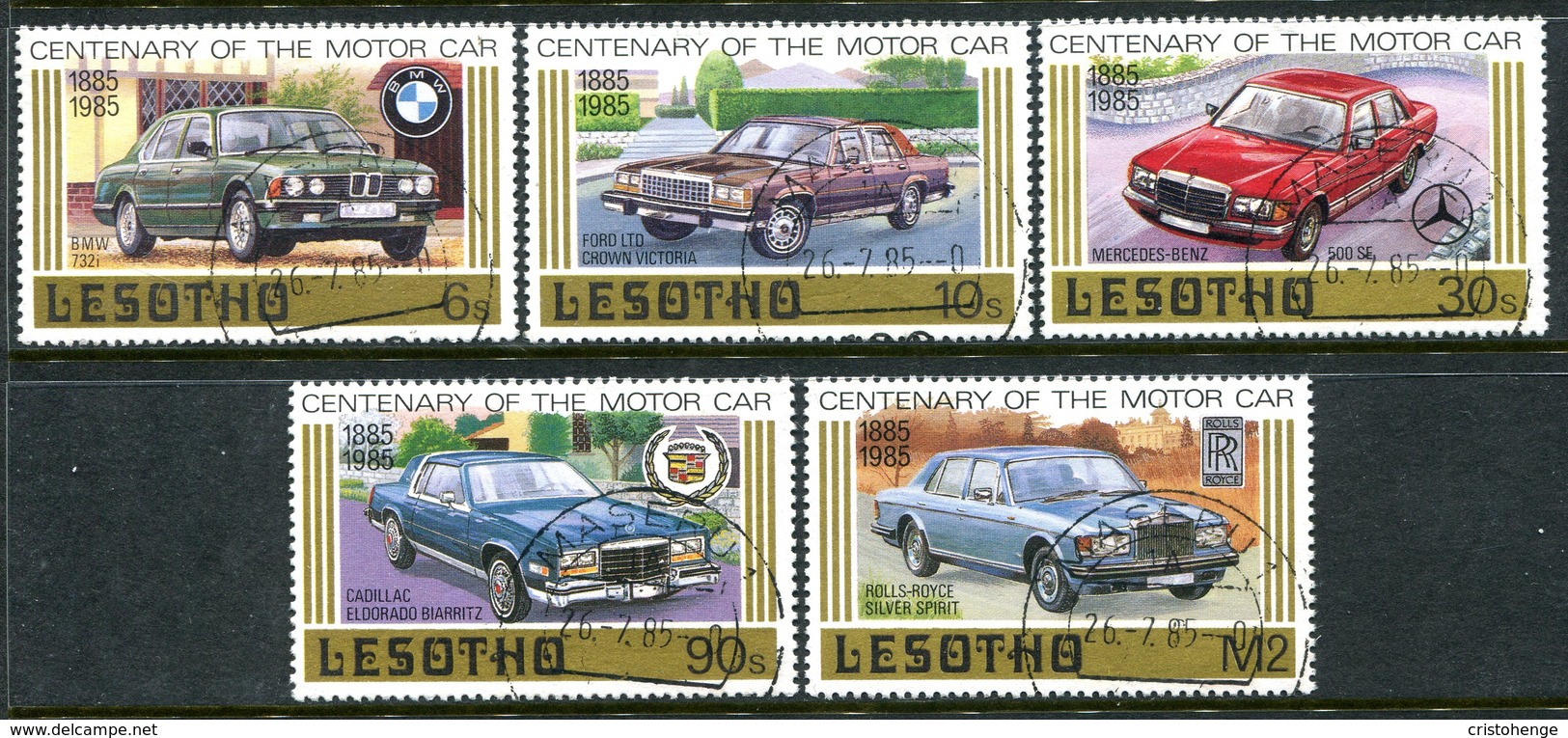 Lesotho 1985 Century Of Motoring Set Used (SG 640-644) - Lesotho (1966-...)