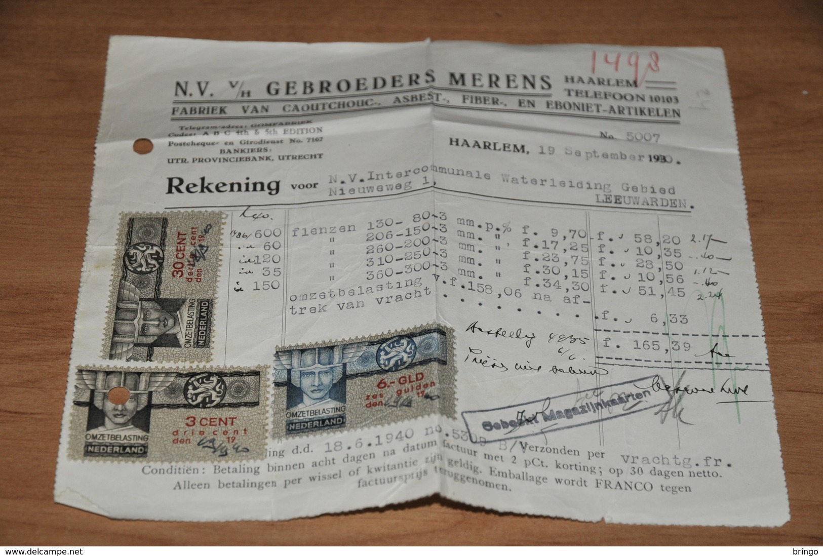 24-     REKENING, N.V. V/h GEBROEDERS MERENS, HAARLEM -- 1940 - Netherlands