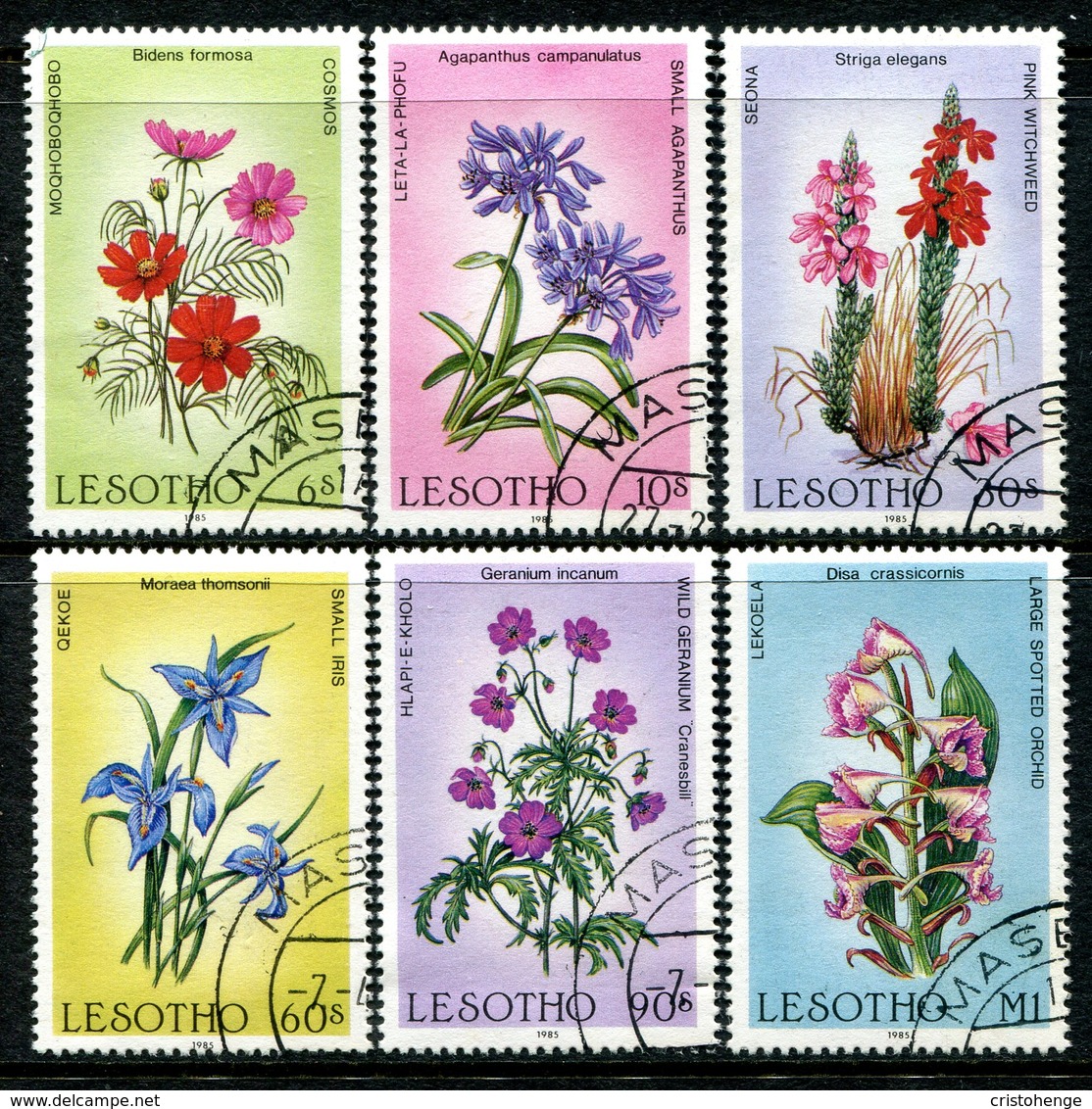 Lesotho 1985 Wild Flowers Set Used (SG 661-666) - Lesotho (1966-...)