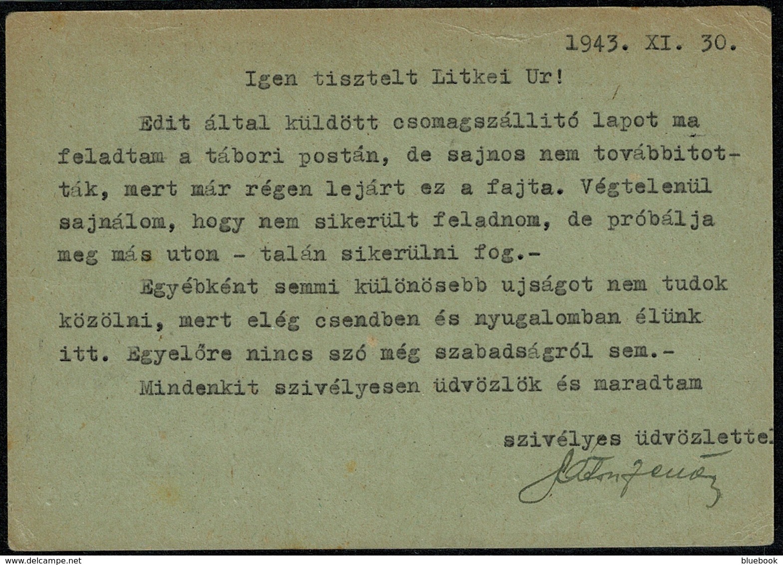 Ref 1281 - 1943 WWII Hungary Military Postal Stationery Card - Tabori Postai Levelezolap (2) - Covers & Documents