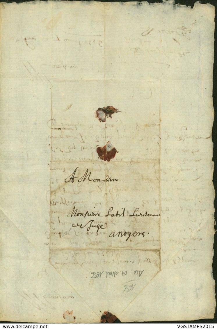 France 1656 - Lettre Avec Courrier Particulaire 07/04/1656 D'aix Pour Noyers (7G34626) DC2619 - ....-1700: Vorläufer