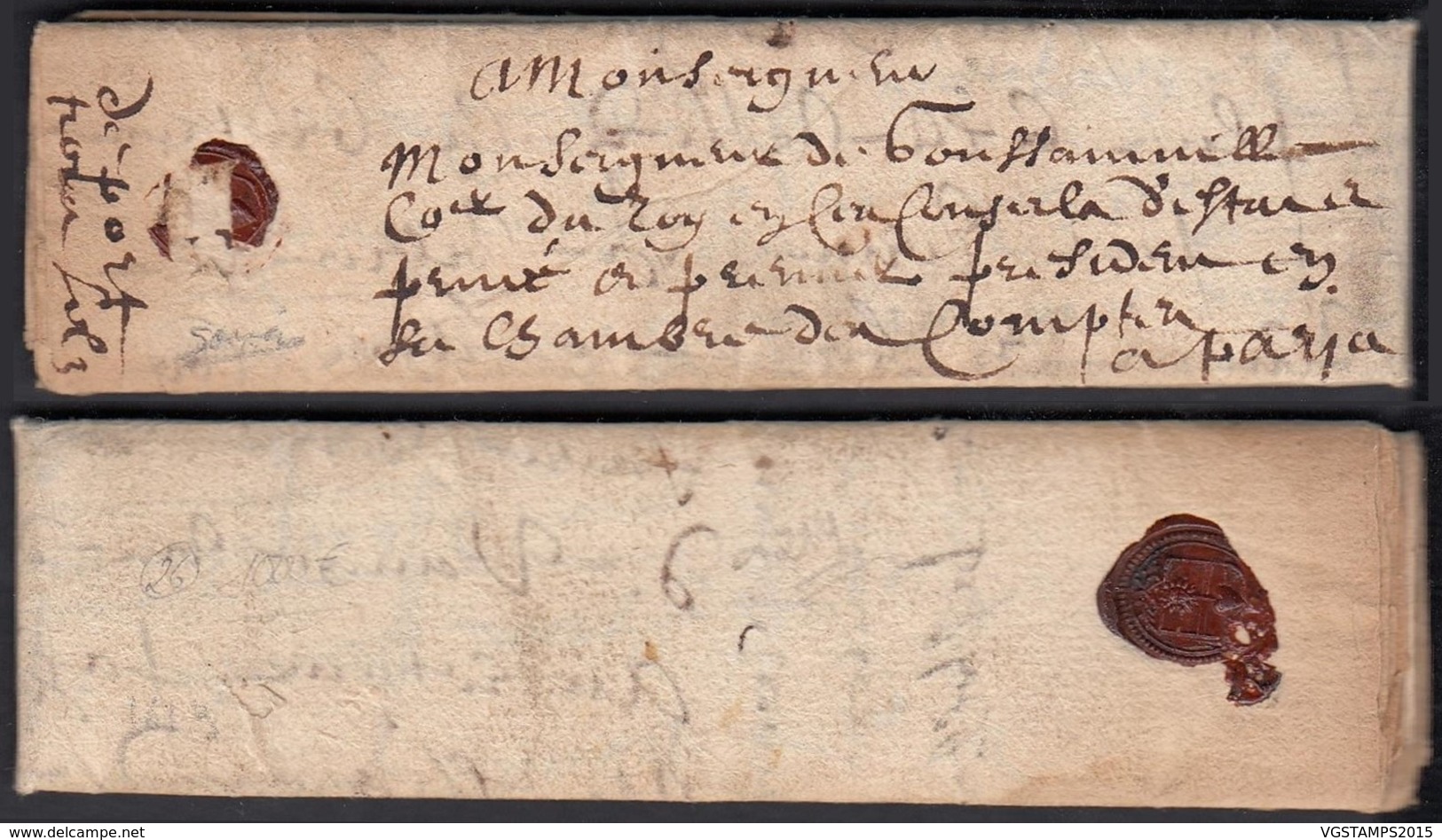 France 1613 - Lettre Avec Courrier Consulaire Du Roi 28/12/1613 De Aix Vers Paris. Mention Taxe "sol3" (7G34626) DC2623 - ....-1700: Precursors