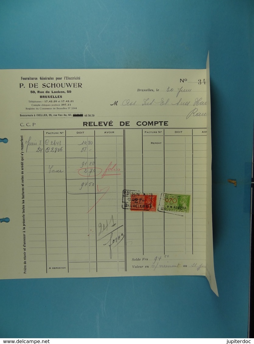 Fournitures Générales Pour L'Electicité P. Dr Schouwer Bruxelles /53/ - Elektriciteit En Gas