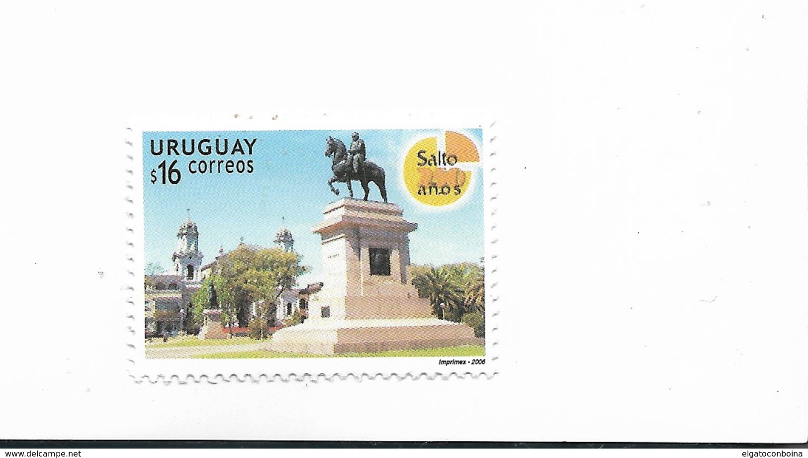 URUGUAY YEAR 2006 250TH ANNIVERSARY OF SALTO CITY SCULPTURE HORSE MONUMENT 1 VALUE MNH - Uruguay