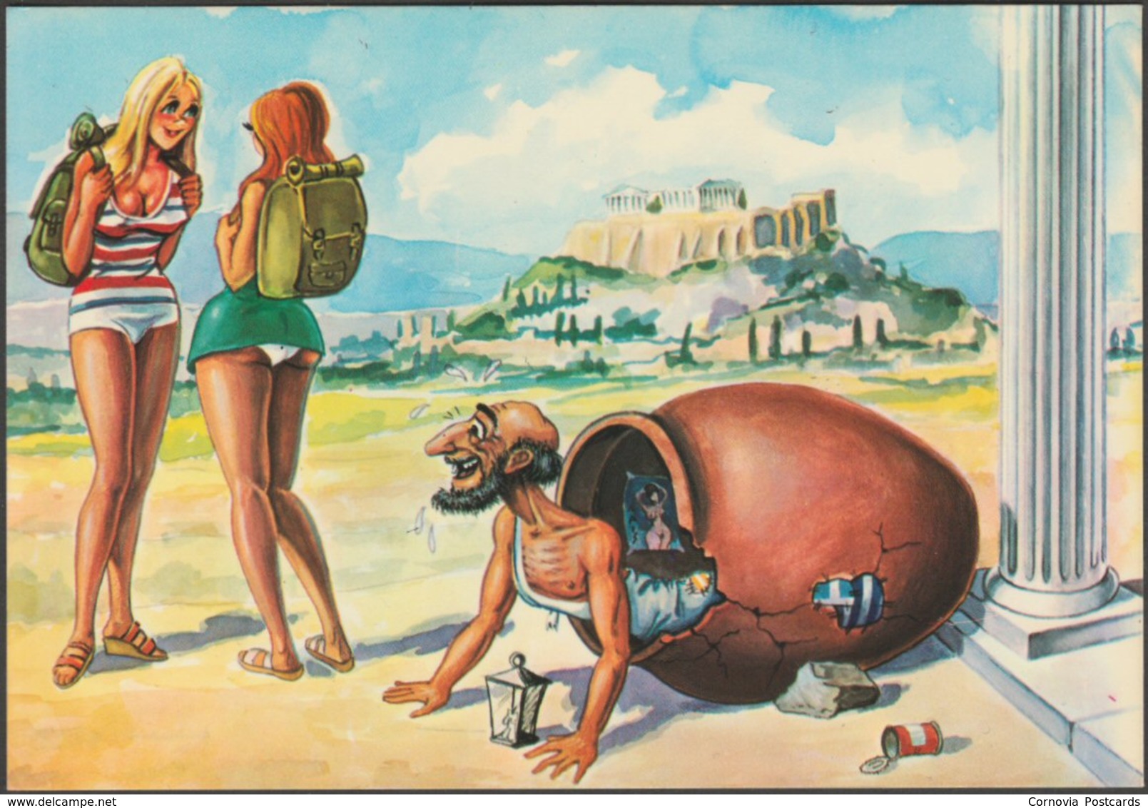 Comic - Diogenes - Instead Of One, I've Found Two, C.1980s - Toumbis Postcard - Humour