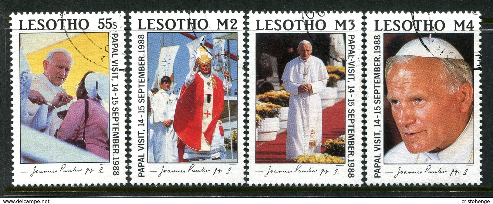 Lesotho 1988 Visit Of Pope John Paul II Set Used (SG 819-822) - Lesotho (1966-...)