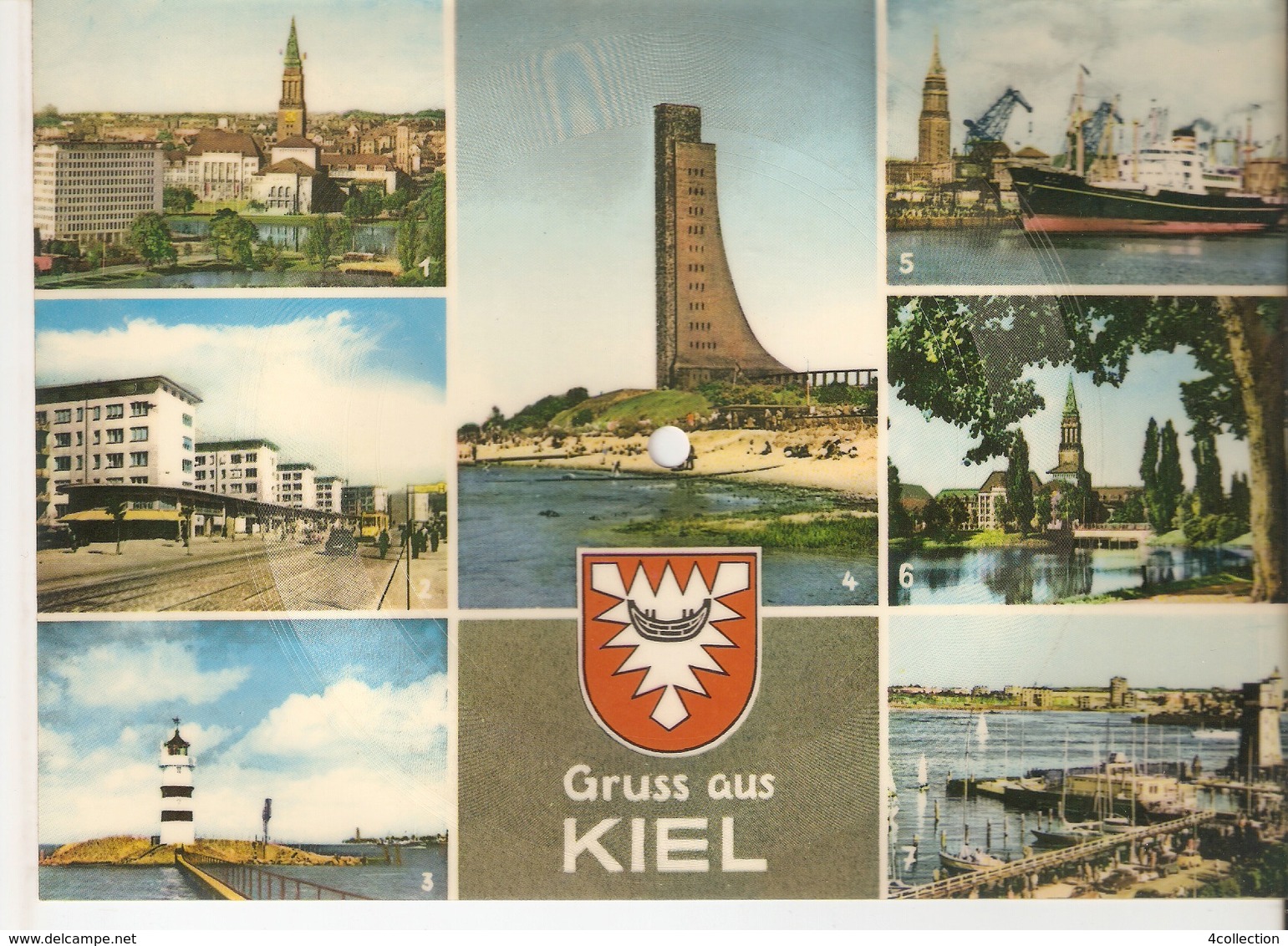 Old Musical 45rpm Record Postcard Schallbildkarte Unsere Marine Marsch Rich. Thiele KIEL Rathaus Holtenaur Strasse Hafen - Other & Unclassified