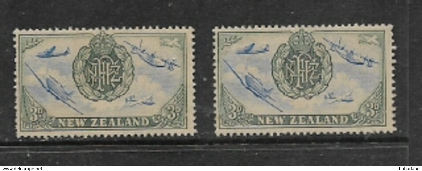 New Zealand, GVIR, 1946, Victory 3d, Variety "rudder Comleted", MH * (+ Normal On Left) - Unused Stamps