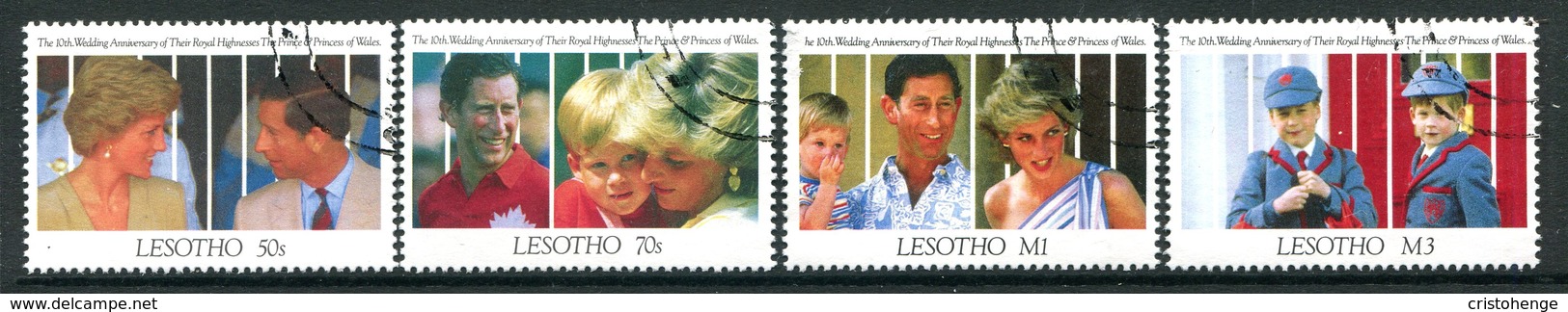 Lesotho 1991 Tenth Wedding Anniversary Of The Prince & Princess Of Wales Set Used (SG 1041-1044) - Lesotho (1966-...)