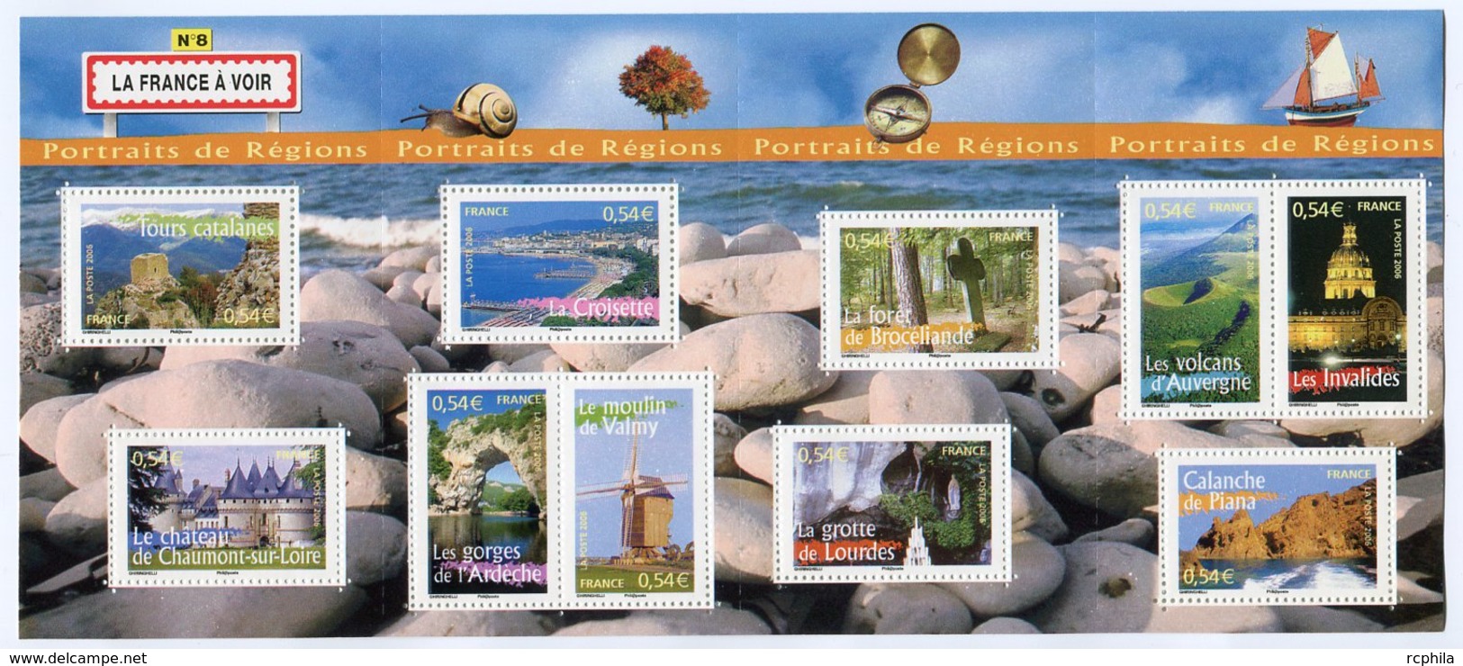 RC 12019 FRANCE BF N° 102 PORTRAITS DE REGIONS LA FRANCE A VIVRE N° 8 BLOC FEUILLET NEUF ** A LA FACIALE - Nuevos