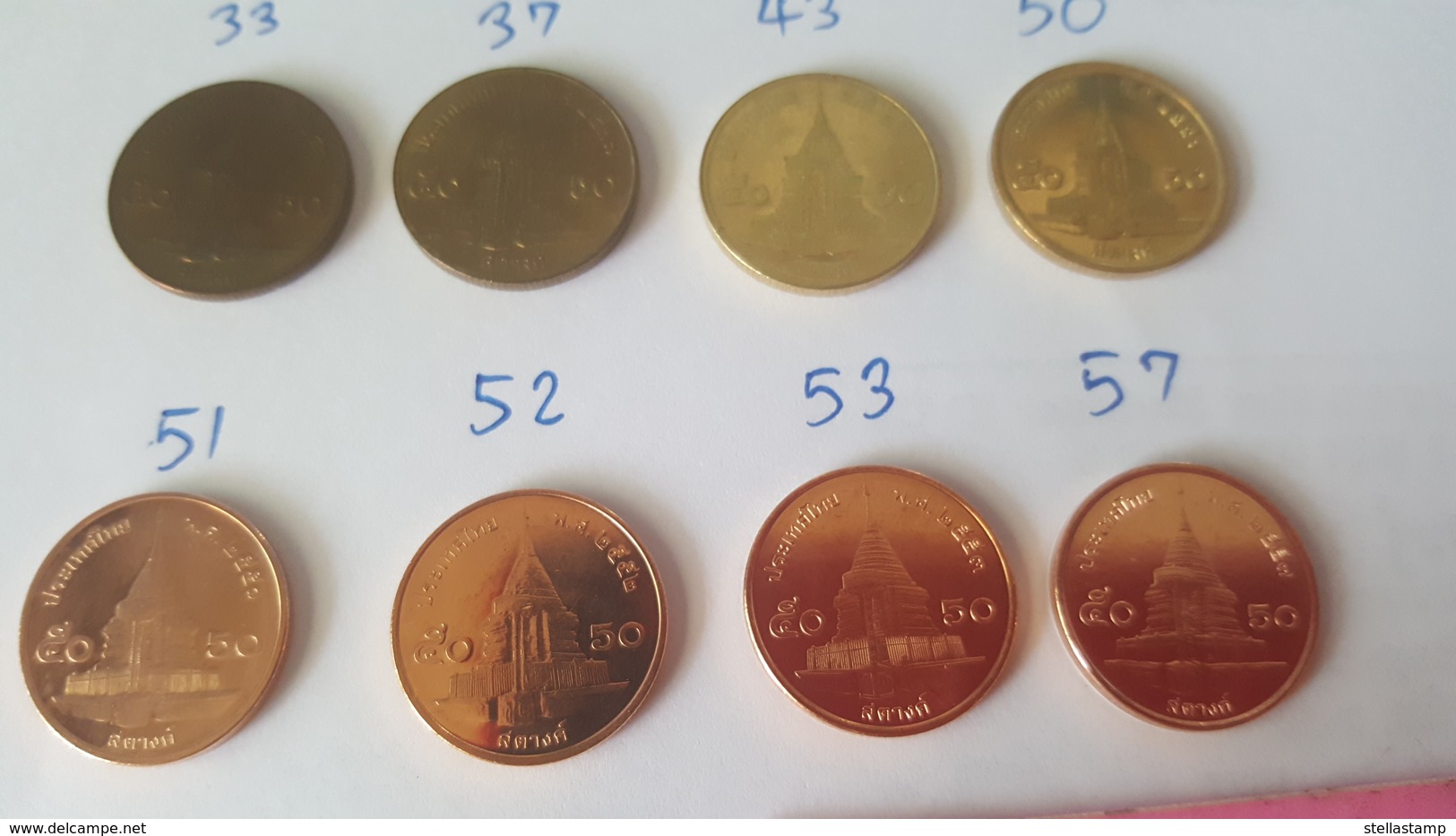 Thailand Coin Circulation 50 Satang Different 10 Years UNC - Thaïlande