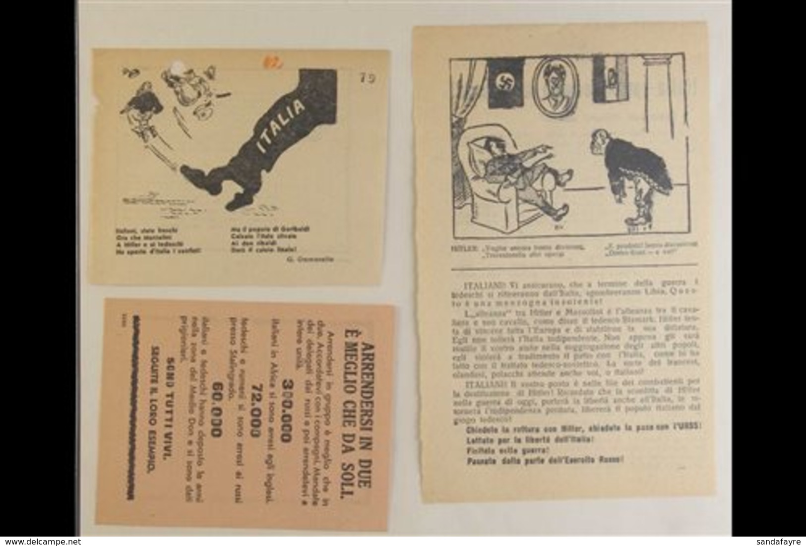 WWII SURRENDER LEAFLETS FOR THE ITALIAN ARMY IN RUSSIA  1942-1943 Interesting Collection Of All Different Printed Propag - Other & Unclassified