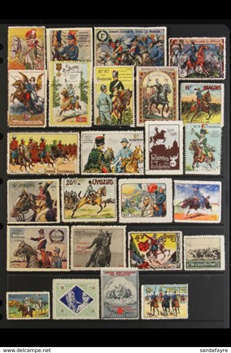 HORSES  FRANCE - WWI DELANDRE LABELS 1915-1916 Attractive Fine Mint Collection Of Colourful Labels On A Stock Page, All  - Ohne Zuordnung