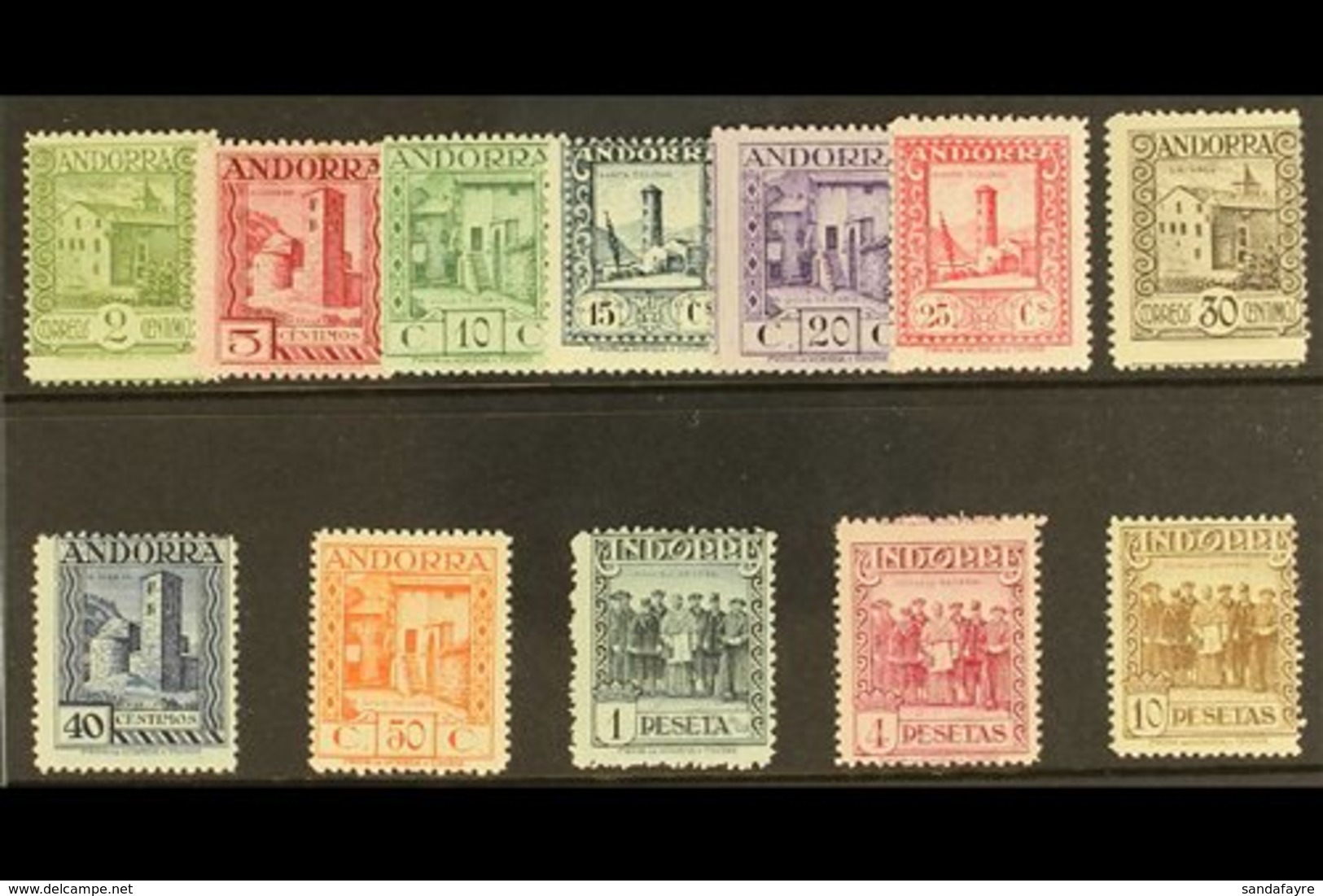 SPANISH  1929 Pictorials Perf 14 Set Complete, SG 14A/25A (Edifil 15/26), Mint Lightly Hinged (12 Stamps) For More Image - Other & Unclassified