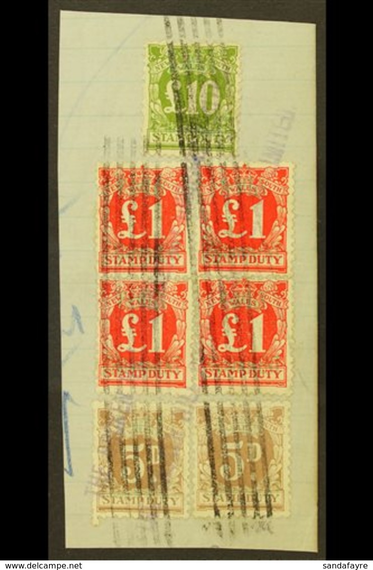 NEW SOUTH WALES  REVENUE STAMPS - FAMILY ENDOWMENT 1932 (Stamp Duty Types Overprinted In Pale Green) Piece Bearing 5d Pu - Andere & Zonder Classificatie