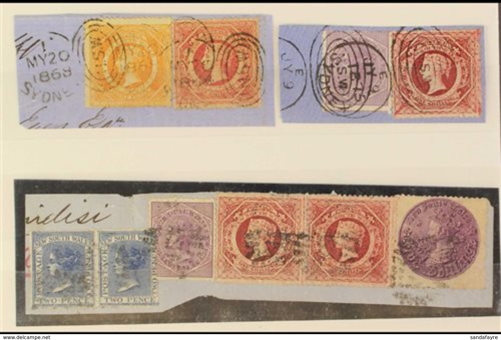 NEW SOUTH WALES  1868 - 1875 A Group Of 3 Pieces Bearing Rather Delightful Stamp Combinations, Each With 1860-72 8d & 1s - Sonstige & Ohne Zuordnung
