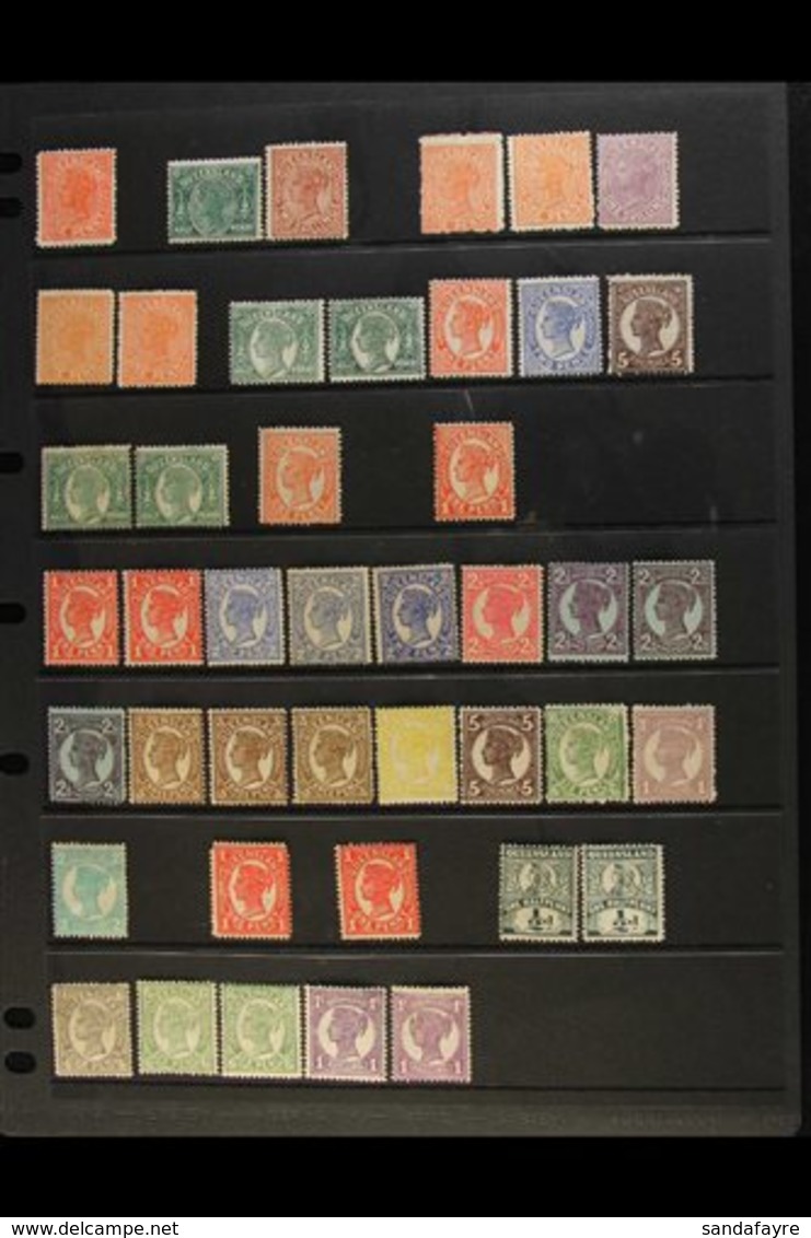 QUEENSLAND 1882-1911 MINT COLLECTION  All With Large Part Gum, Incl. 1890 2s Red Brown, 1895 Thick Paper 1s, 1895-96 2d  - Other & Unclassified