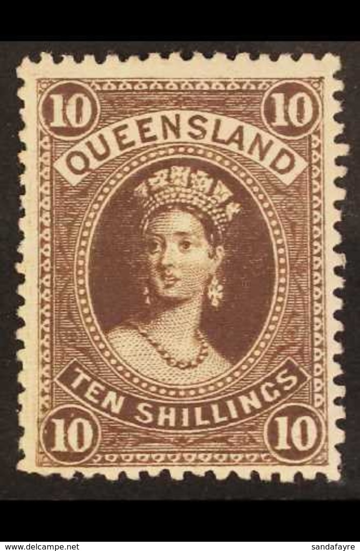 QUEENSLAND  1882-95 10s Brown On Thick Paper, SG 160, Very Fine Mint. For More Images, Please Visit Http://www.sandafayr - Other & Unclassified