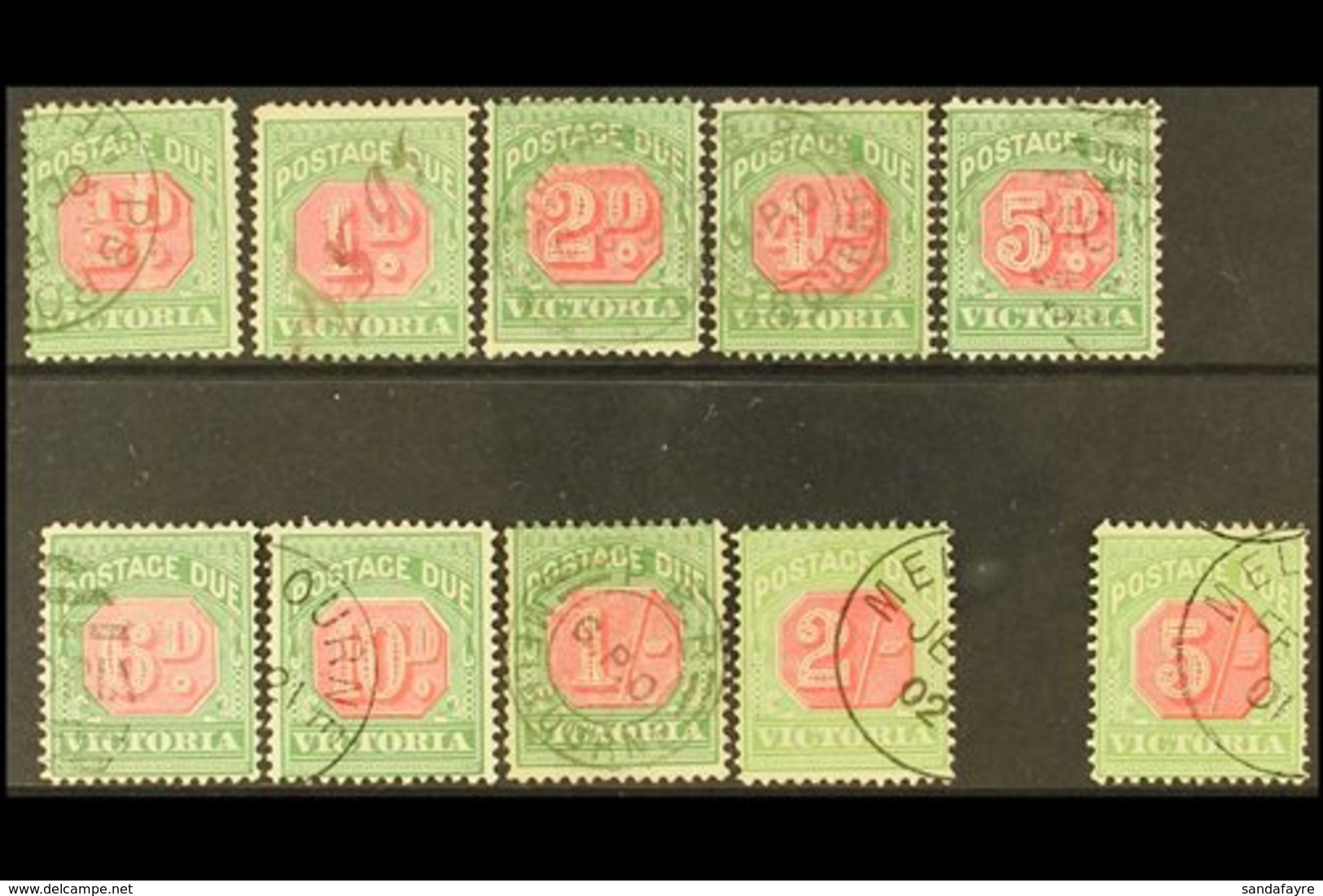 VICTORIA  1895-96 Postage Due Set, SG D11/20, Fine Used, The 10d, 2s And 5s Are Cancelled To Order. (10 Stamps) For More - Other & Unclassified