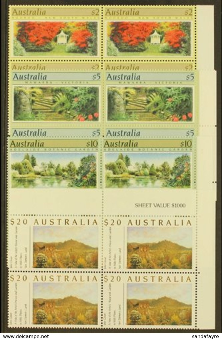 1989  High Values Set ($2-$20), SG 1199/1201a, Never Hinged Mint Corner Blocks Of 4 Stamps. Face Value AU$ 148. (16 Stam - Autres & Non Classés
