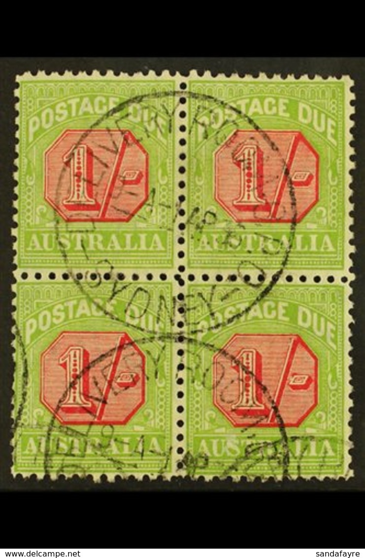 POSTAGE DUE  1931-36 1s Carmine And Yellow-green, Perf 11, SG D111, Very Fine Used BLOCK OF FOUR. For More Images, Pleas - Other & Unclassified