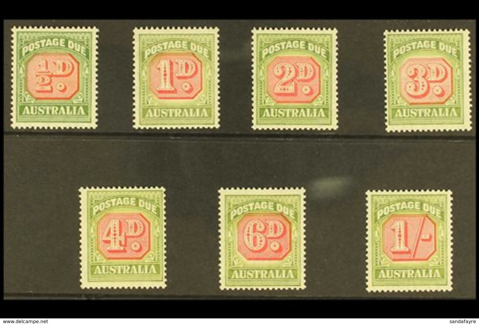 POSTAGE DUES  1938 Complete Set To 1s In Carmine And Green, Perf 14½ X 14, Very Fine Never Hinged Mint. (7 Stamps)  For  - Sonstige & Ohne Zuordnung