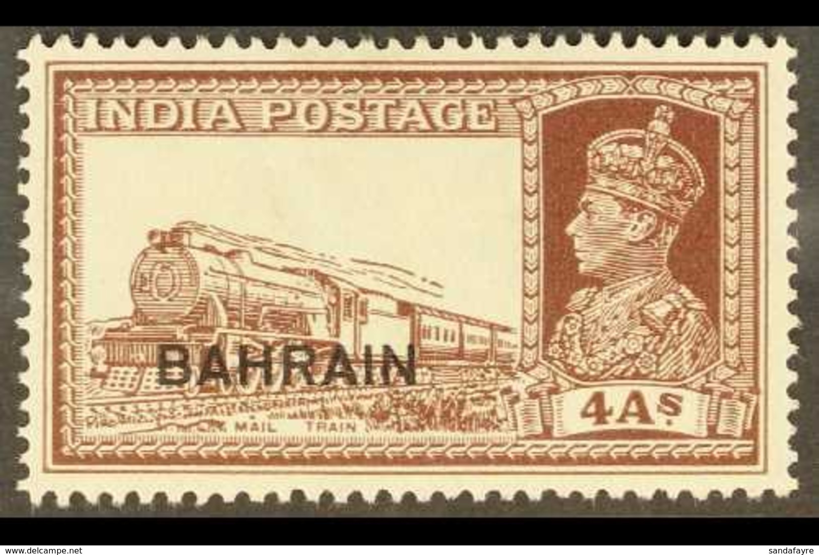 1938-41  4a Brown "Mail Train", SG 28, Fine Mint For More Images, Please Visit Http://www.sandafayre.com/itemdetails.asp - Bahrein (...-1965)