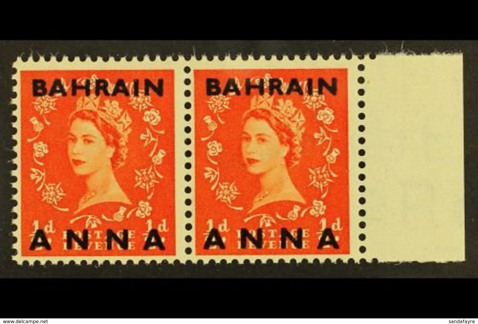 1952-54 DRAMATIC VARIETY  ½a On ½d Orange-red, Both Stamps Bearing The Elusive "Fraction Omitted" Variety, SG 80a, An At - Bahrain (...-1965)