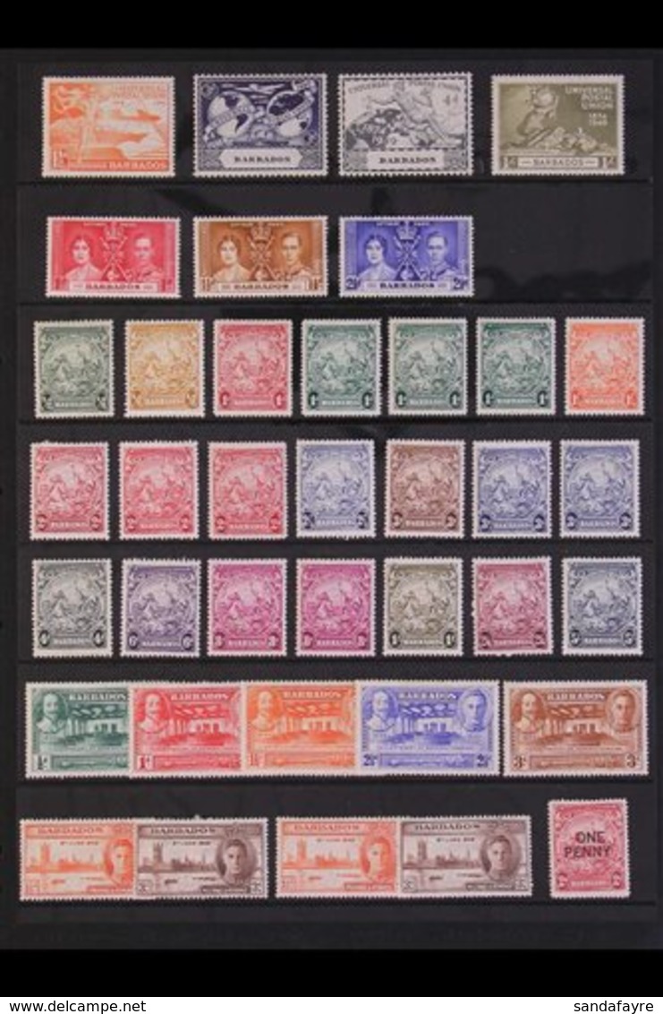 1937-71 MINT ASSORTMENT  Presented On Stock Pages, Inc 1938-47 Set O Fall Values Plus A Few Shades/perf Variants, 1950 P - Barbados (...-1966)
