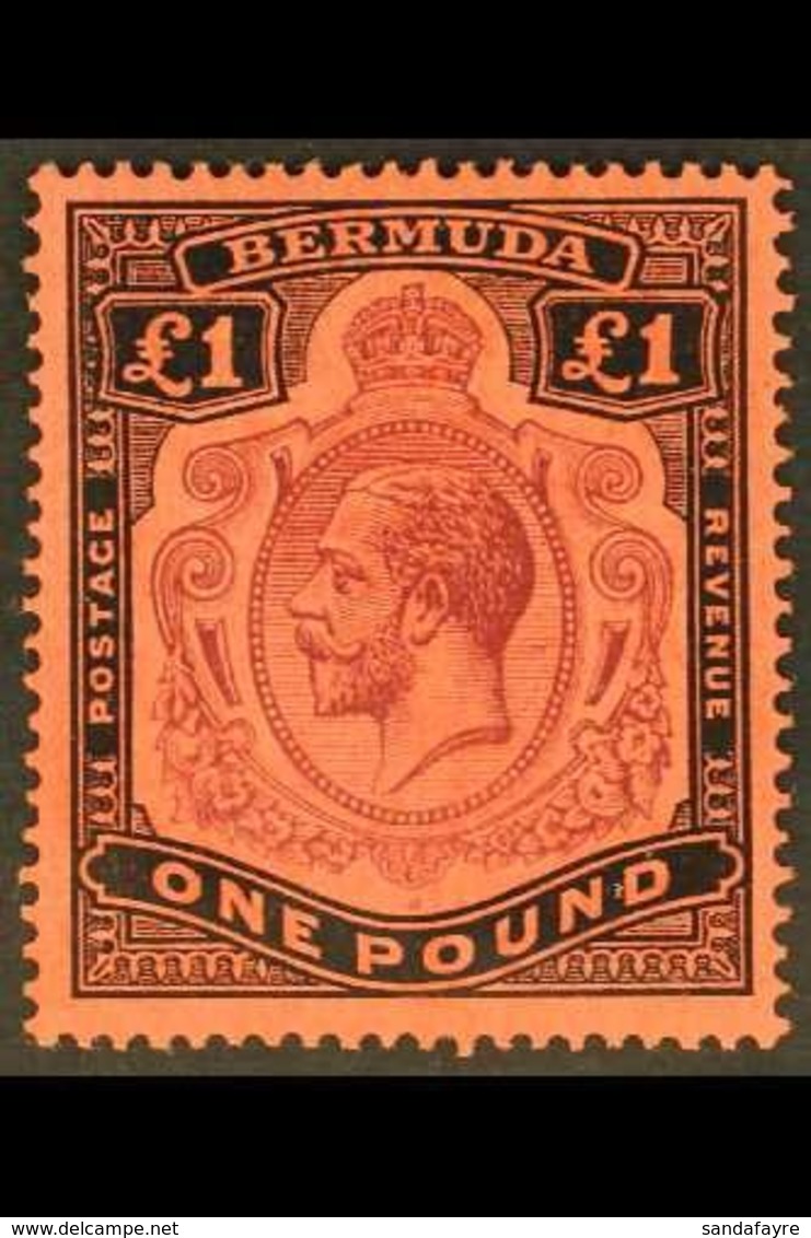 1918-22  £1 Purple & Black/red, SG 55, Very Fine, Lightly Hinged Mint For More Images, Please Visit Http://www.sandafayr - Bermuda