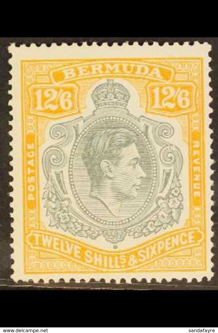 1938-44 KGVI KEY PLATE RARITY  12s.6d Grey And Pale Orange, BROKEN LOWER RIGHT SCROLL, SG 120ce, Superb Never Hinged Min - Bermuda