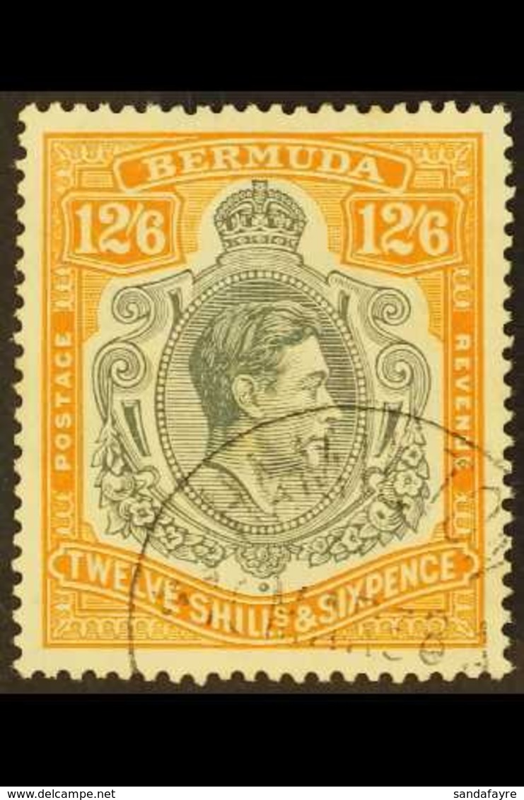 1938-53  12s6d Deep Grey And Brownish Orange, SG 120, Very Fine Used. For More Images, Please Visit Http://www.sandafayr - Bermuda