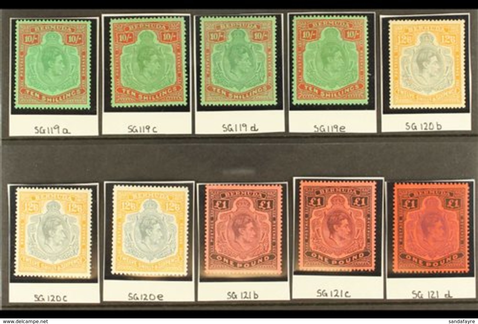 1938-53 HIGH VALUE KEY TYPES  An All Different Fine Mint Collection Of The Three Higher Values Identified By SG Numbers, - Bermuda