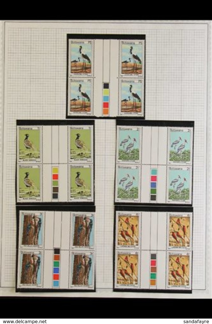 1978  Birds Complete Set, SG 411/27, Never Hinged Mint Traffic Lights GUTTER BLOCKS Of 4, Very Fresh. (17 Blocks = 68 St - Botswana (1966-...)