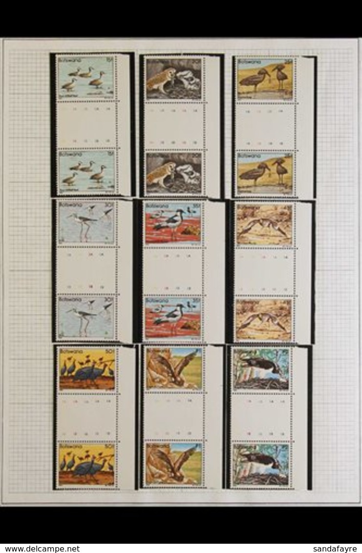 1982  Birds Complete Set, SG 515/32, Never Hinged Mint Marginal 'IA IB' GUTTER PAIRS, Very Fresh. (17 Blocks = 68 Stamps - Botswana (1966-...)