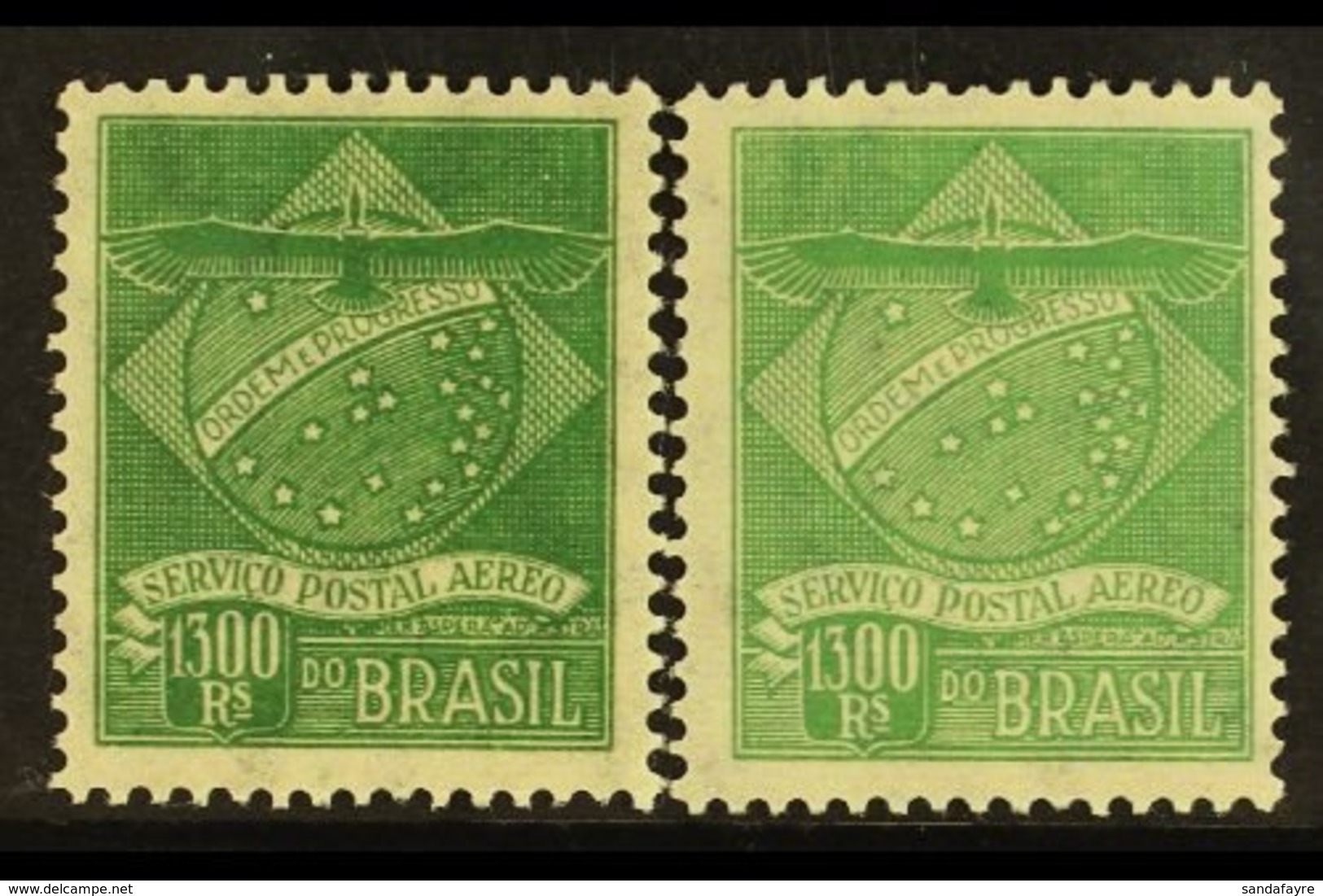 PRIVATE AIR COMPANY LOCAL STAMPS  CONDOR SYNDICATE 1927 1300r Green & 1300r Pale Green (1937 Printing) Both Without 'Syn - Other & Unclassified