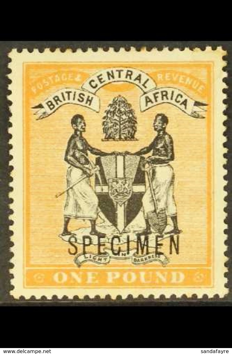 1895  £1 Black & Yellow-orange, SPECIMEN, SG 29s, Mint With Light Toning For More Images, Please Visit Http://www.sandaf - Nyassaland (1907-1953)