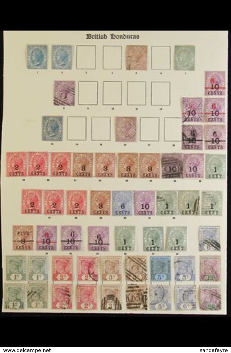 1865-1938 OLD COLLECTION  On Pages, Mint & Used, Includes 1865 1d (x2) Unused, 1872-79 Perf 12½ 3d & 1s Used, 1882-87 1d - British Honduras (...-1970)