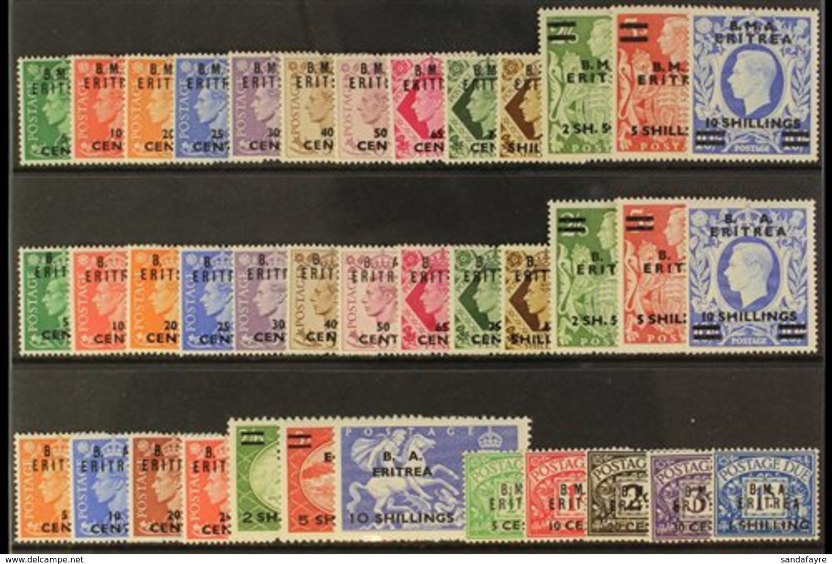 ERITREA  1948-51 MINT COLLECTION Of Complete Sets On A Stock Card, Inc 1948-49 Set, 1950 Set, 1951 Set & 1948 Dues Set.  - Italian Eastern Africa