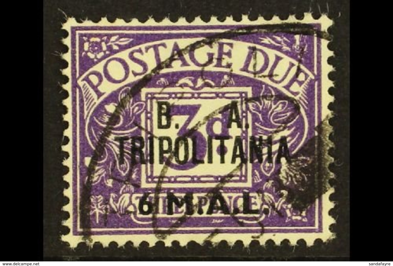 TRIPOLITANIA  POSTAGE DUE 1950 6l On 3d Violet, "B. A. TRIPOLITANIA" Ovpt, SG TD9, Good To Fine Used. For More Images, P - Italian Eastern Africa