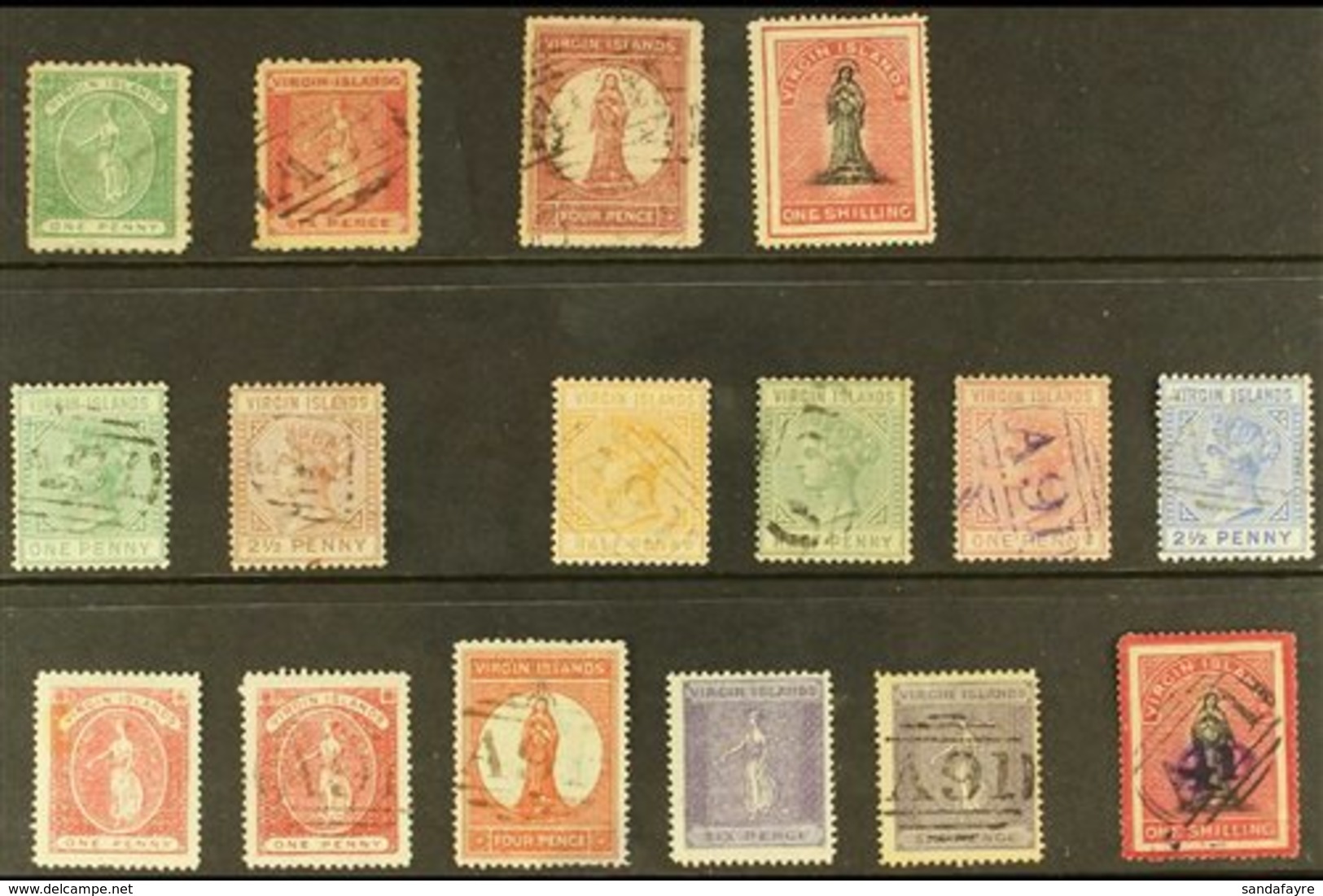 1866-1889 MINT AND USED SMALL COLLECTION  With 1866 1d Mint And 6d Used; 1867-70 4d Used And 1s Mint; 1879-80 (wmk CC) 1 - British Virgin Islands