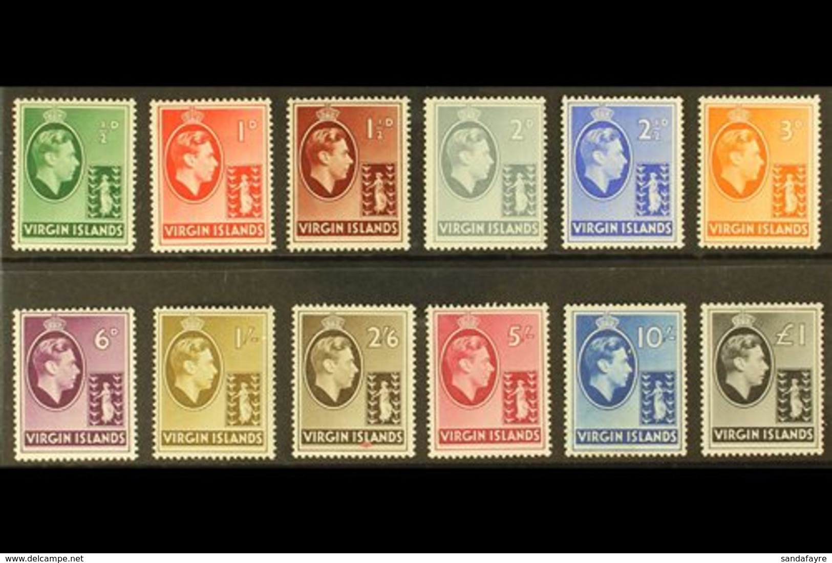1938-47  KGVI Chalky Paper Complete Set, SG 110/21, Superb Mint, Very Fresh. (12 Stamps) For More Images, Please Visit H - British Virgin Islands
