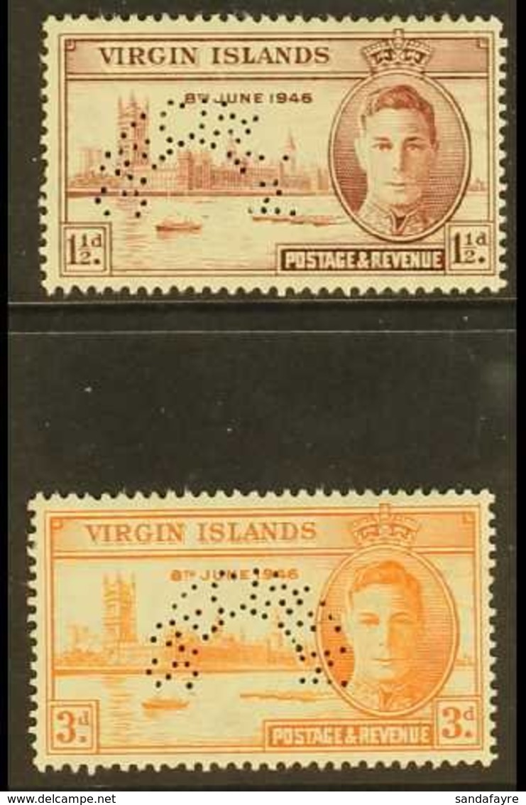 1946  Victory Pair, Perforated "Specimen", SG 122s/3s, Fine Mint. (2 Stamps) For More Images, Please Visit Http://www.sa - British Virgin Islands