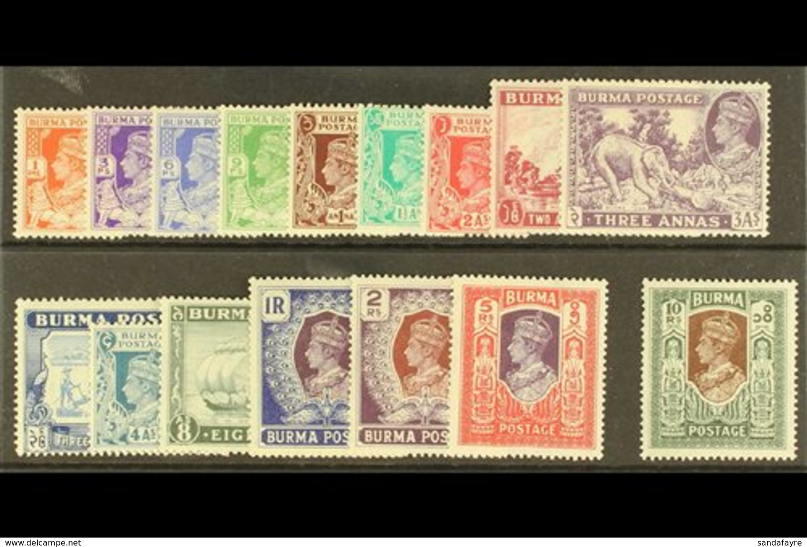 1938-40  Pictorial Definitives Set Complete, SG 18b/33, Very Fine Mint (16 Stamps) For More Images, Please Visit Http:// - Burma (...-1947)