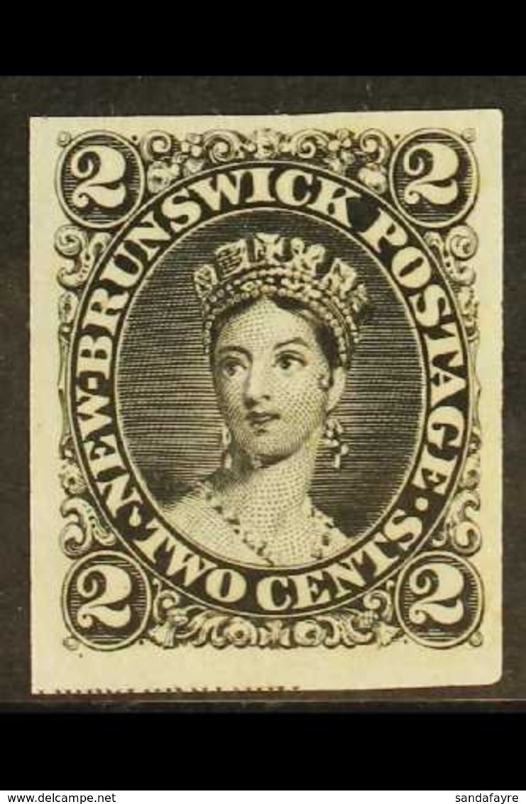 1863  2c Chalon Portrait IMPERF PLATE PROOF In Black On India Paper. For More Images, Please Visit Http://www.sandafayre - Sonstige & Ohne Zuordnung